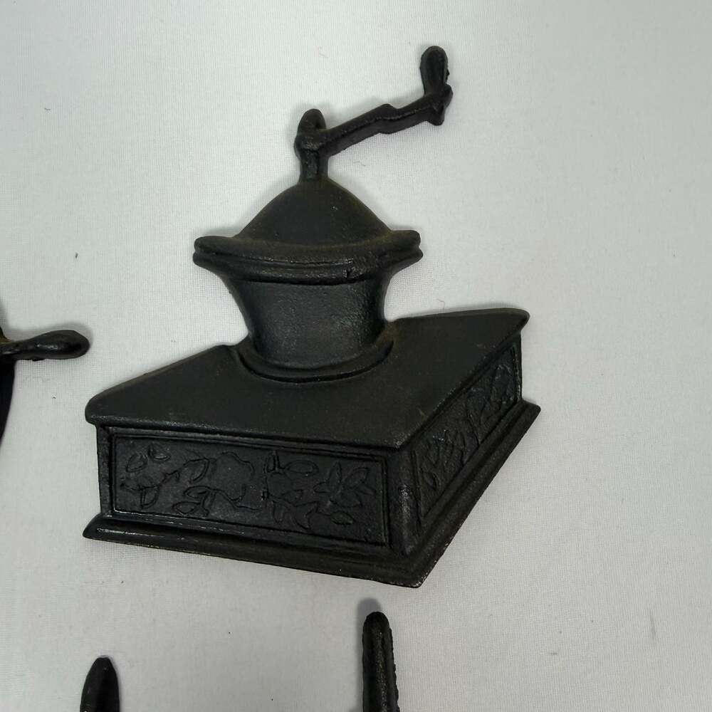 Vintage Sexton Black Cast Metal Kitchen Wall Plaques Set of 5 - Picture 6 of 16